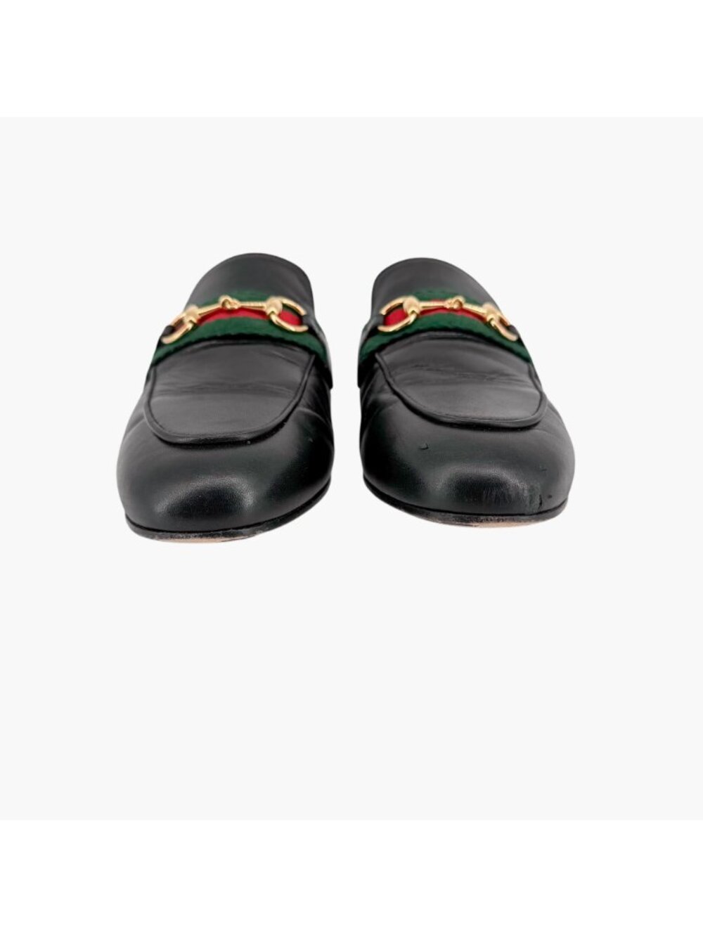 Gucci Princetown Black Leather Web Stripe Horsebit Mules Size 36.5 US 6.5 Women - Picture 6 of 15